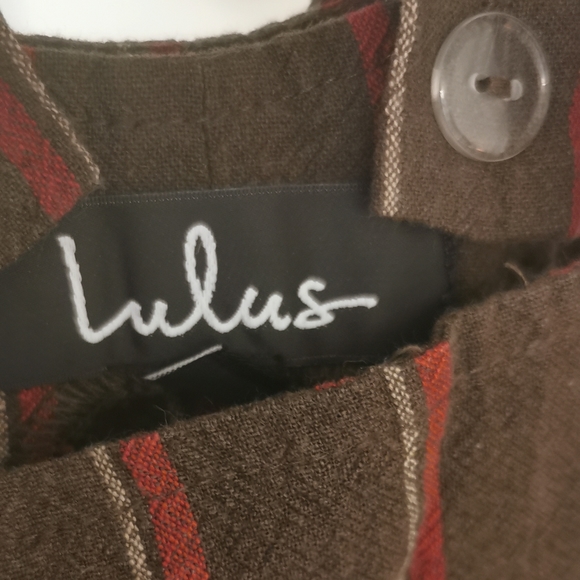 NWOT - Lulu's Watson Olive Green Striped Cropped Wide-Leg Overalls - Picture 4 of 9